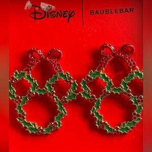 Disney BaubleBar Mickey Wreath Christmas Earrings